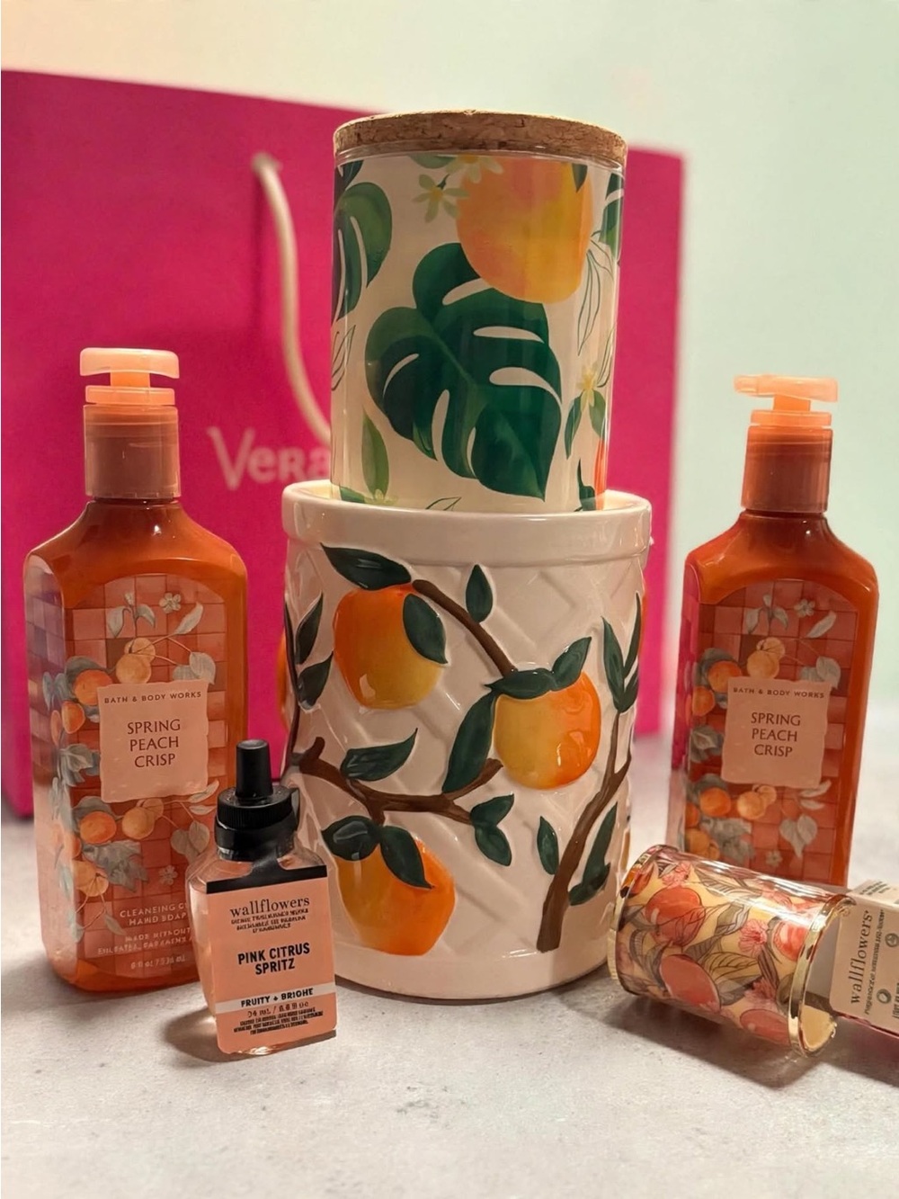 Vera Bradley Bath and Body Works Hallmark Candle Soap Set 6 Piece Set & Gift Bag